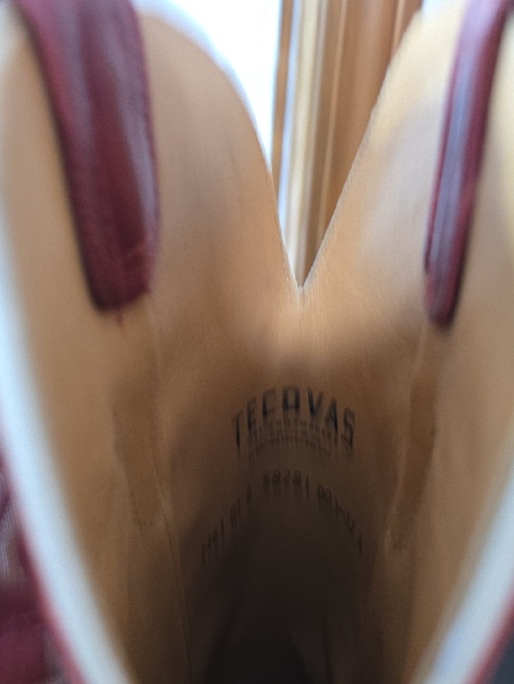 Tecovas Women's Burgundy Leather Western Boots with Cream Piping - Picture 6 of 10